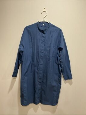 Muji  Button-Up Shirt Dress in blue size M-L